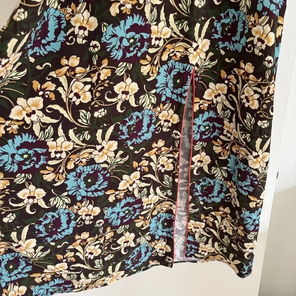 Rhode Fay Midi Dress Maxi Floral Slit High Neck Size M Resortwear Wedding Guest - Picture 5 of 13